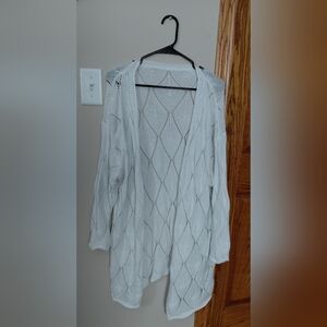 SHEIN White Open Knit Cardigan